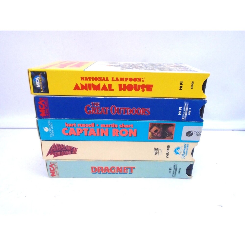 Vintage Retro VHS Movies LOT Animal House, Dragnet, Airplane 2, Captain Ron